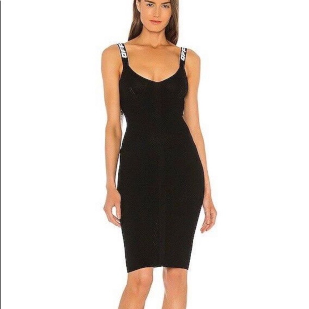 Off white knit industrial black dress
